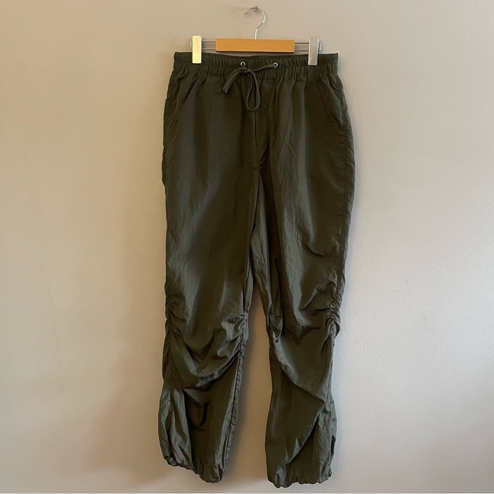 Ci Sono Dark Green Nylon Parachute Pants with Bungee Hem – Size Large EUC - Picture 2 of 14